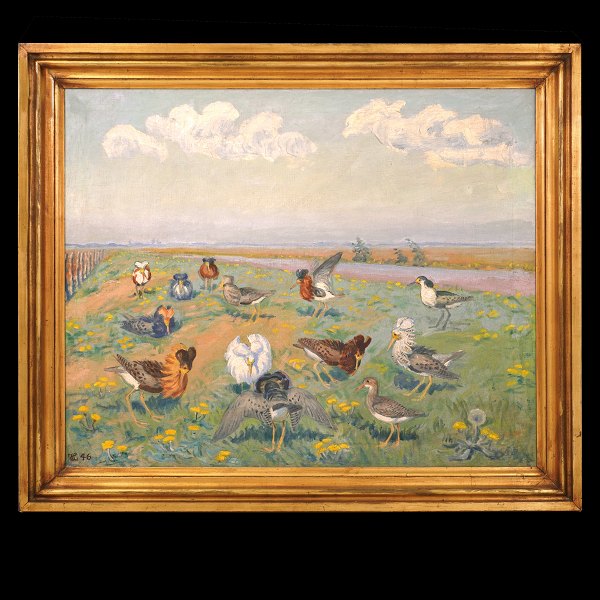 Johannes Larsen, 1867- 1961, oil on canvas. Signed and dated 1946. Visible size: 
79x98cm. With frame: 98x117cm