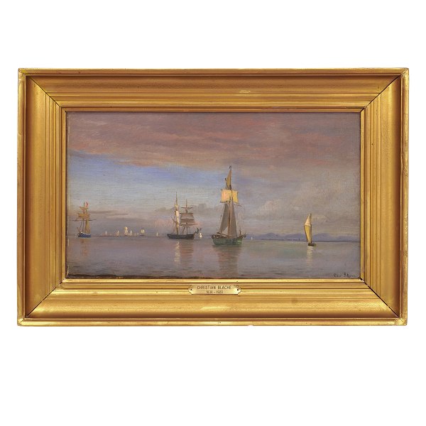 Christian Blache, 1838-1920, Öl auf Leinen. Marinenmotiv. Signiert. Lichtmase: 
20x36cm. Mit Rahmen: 31x47cm