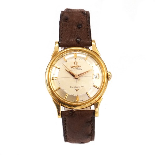 Omega Constellation Pie Pan aus 18kt Gold mit Box und Zertifikat Ref. 14382 82SC 
verkauft am 01.06 1961. Kaliber 561. D: 34mm