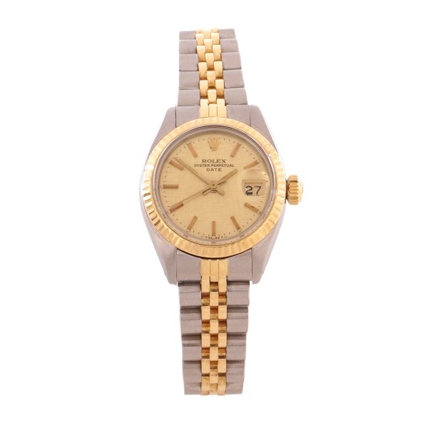 Rolex Oyster Perpetual Date Gold und Stahl Ref. 6917/3. Wird mit Zertifikat datiert 31.01.1984 geleifert. D: 26mm