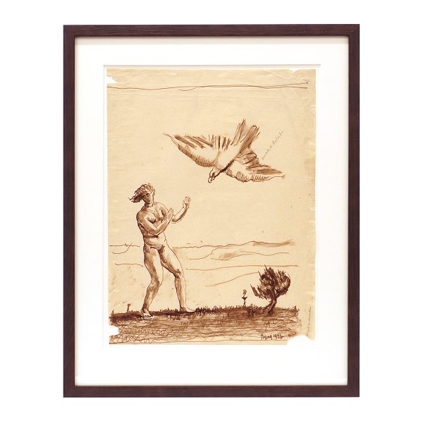 Johannes Bjerg, 1886-1955, Zeichnung. Signiert "Bjerg 1926". Lichtmasse: 36x27cm. Mit Rahmen: 47x38cm