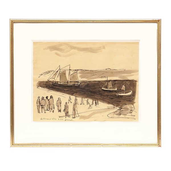 Jens Søndergaard, 1895-1957, Zeichnung. Signiert und datiert 1939. Lichtmasse: 25x34cm. Mit Rahmen: 41x49cm