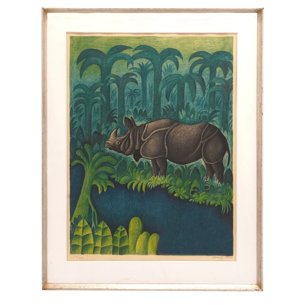Hans Christian Scherfig, 1905-79, Lithographie 1976. Lichtmasse: 66x47cm. Mit Rahmen: 78x59cm